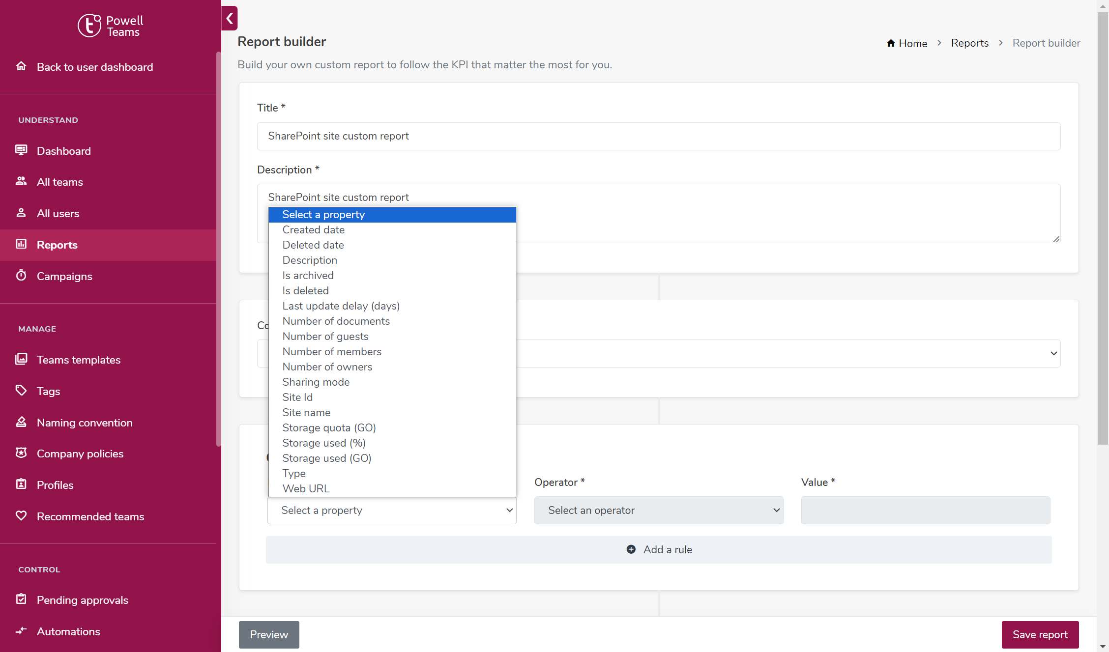 SharePoint site custom reports.png