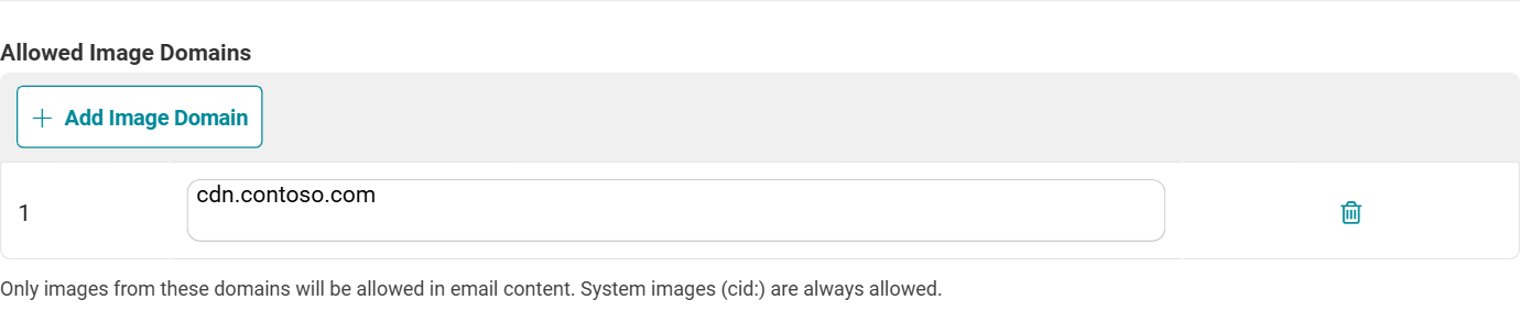 Field type:List of domains; Default:Empty (all image domains allowed)